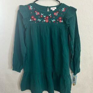 Cat & Jack Green Dress with Floral Embroidery